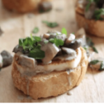 White wine mushroom bruschetta with halloumi