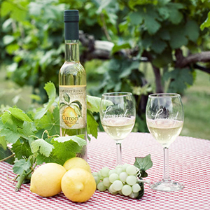 citron glasses lemons on table